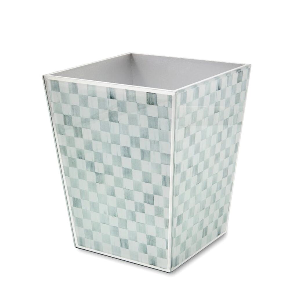NEW MacKenzie-Childs Sterling Check Glass Waste Bin